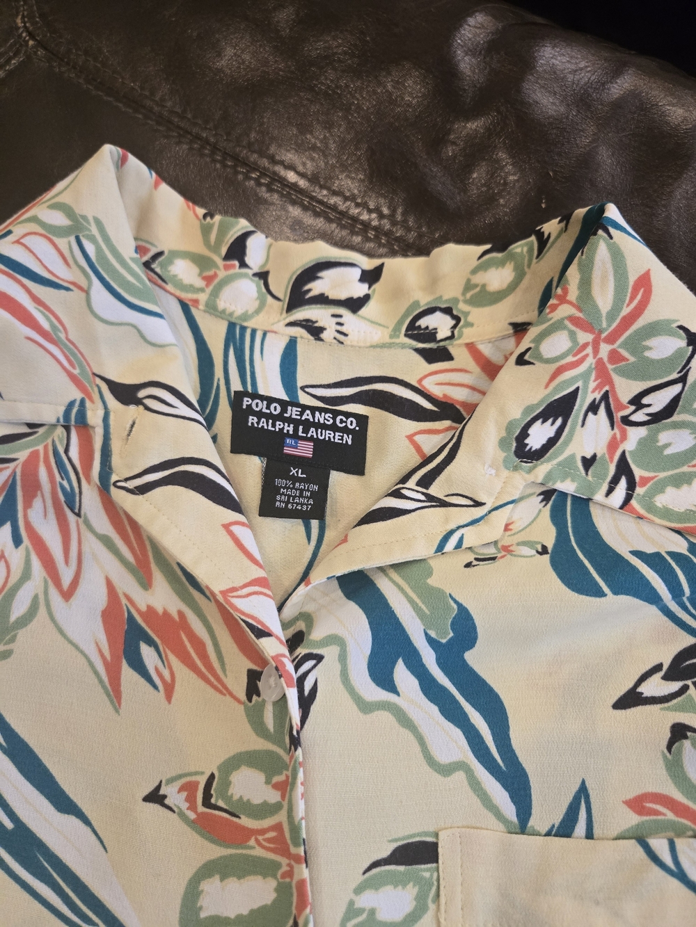 Polo by Ralph Lauren Cream Floral Rayon Button-Up